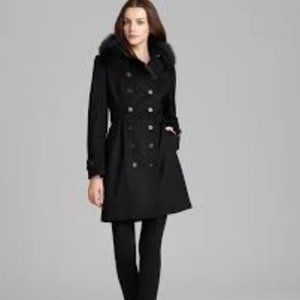 Burberry Black Coatbridge Double-breasted Fox Collar Wool Cashmere Coat - 6